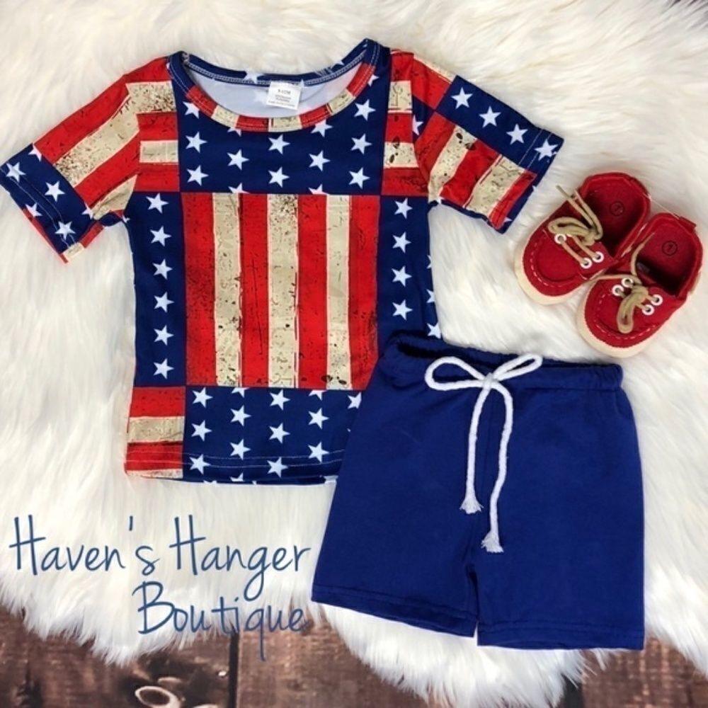 Baby Boy 4th of July Patriotic Shorts Set
